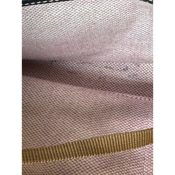 Dooney & Bourke Black Leather Tote Bag With Brown Trim & Gold Logo - Picture 9 of 10